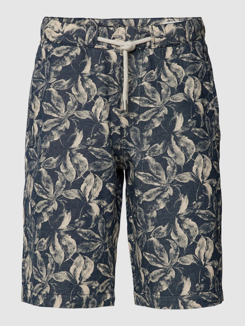 Shorts mit floralem Allover-Muster in marineblau