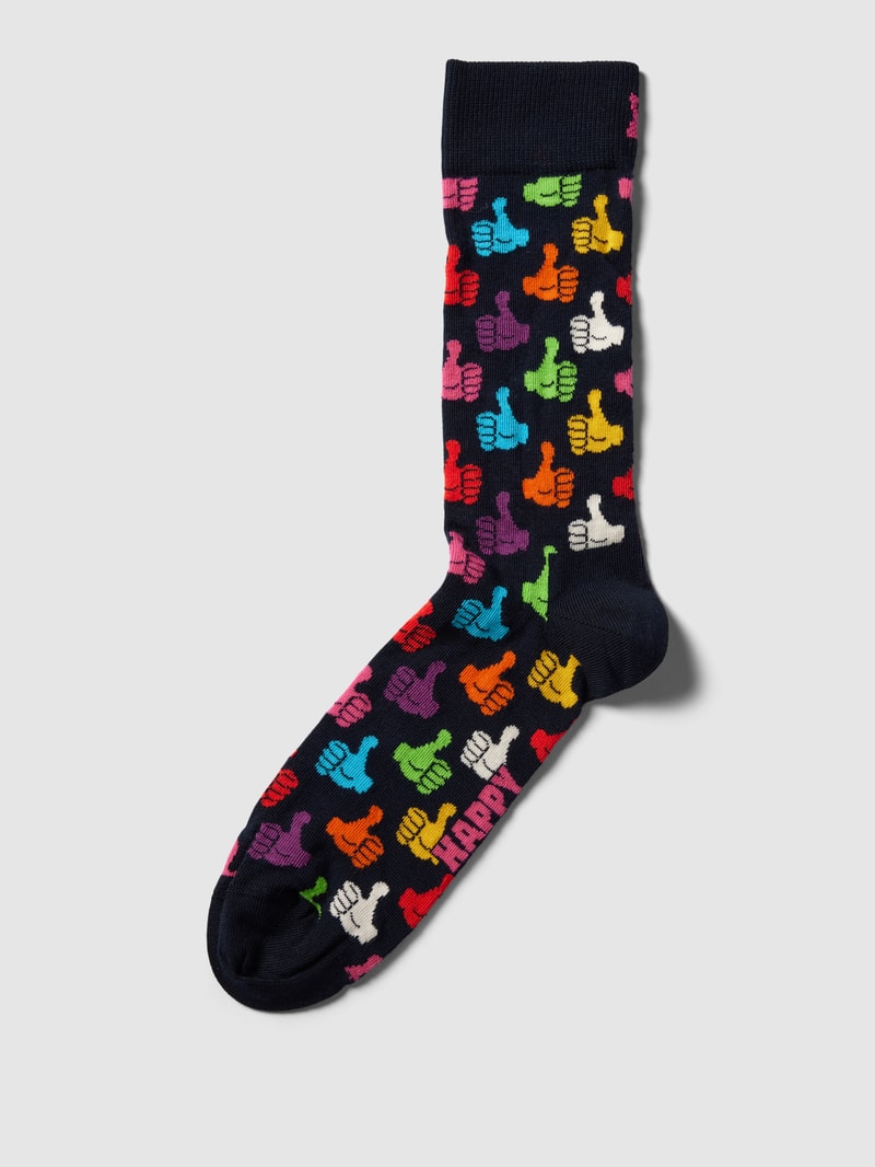 Socken mit Allover-Muster Modell 'Thumbs Up' in marineblau