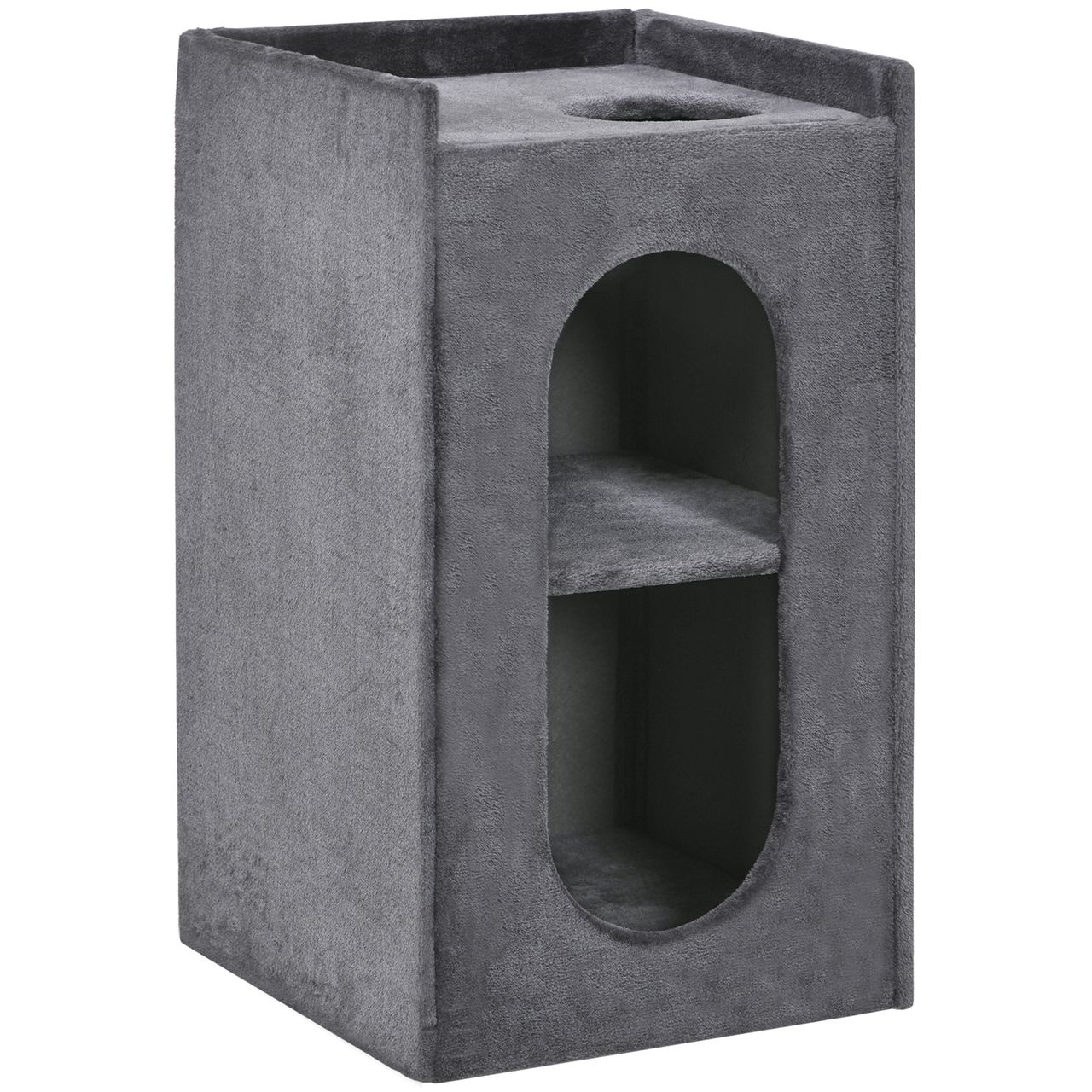 PawHut Kratztonne Höhe 81 cm, Katzentonne mit 2 Höhlen, Kratzturm mit Kratzbrett