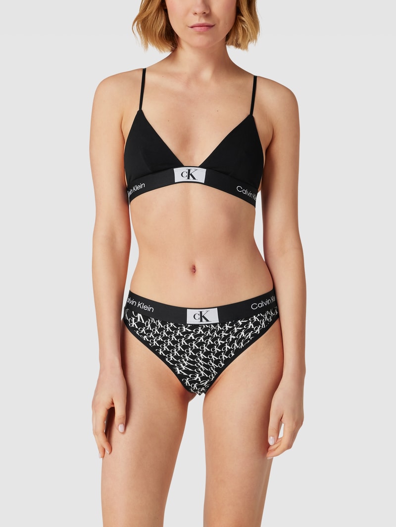 Bralette mit elastischem Logo-Bund in schwarz