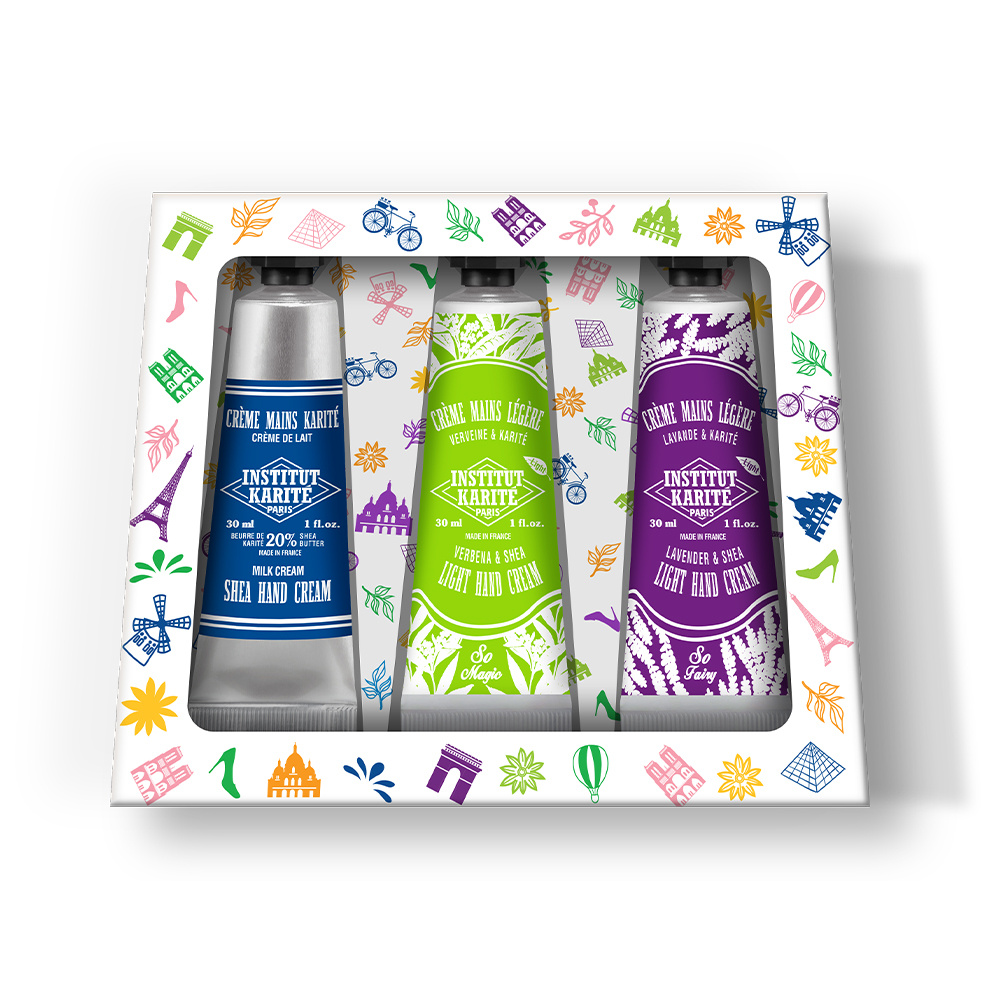 Institut Karité Paris Trio Parisien - 3 Crèmes Mains sans étuis - Crème de Lait, Verveine, Lavande Crèmes mains