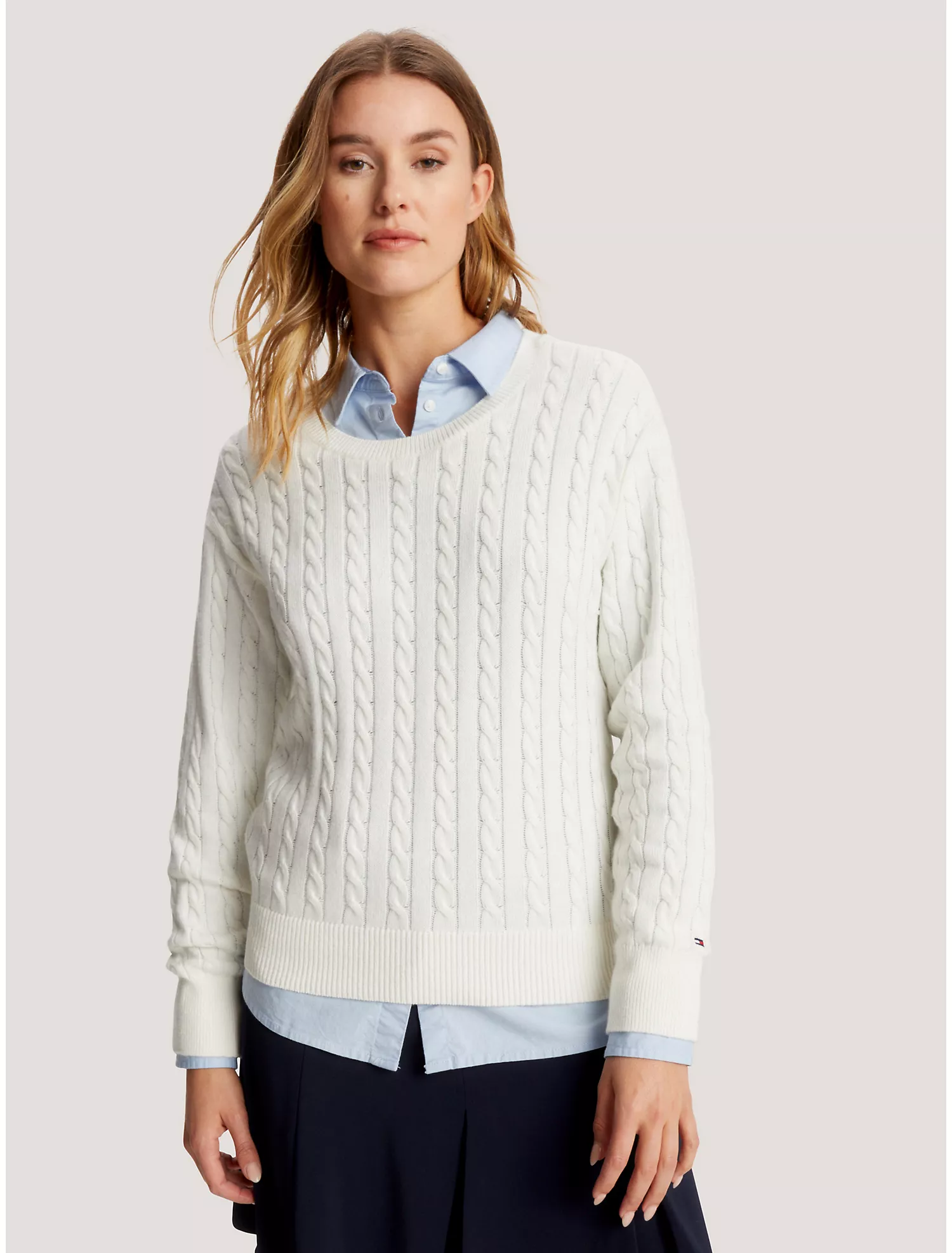 Relaxed Fit Cable Knit Sweater