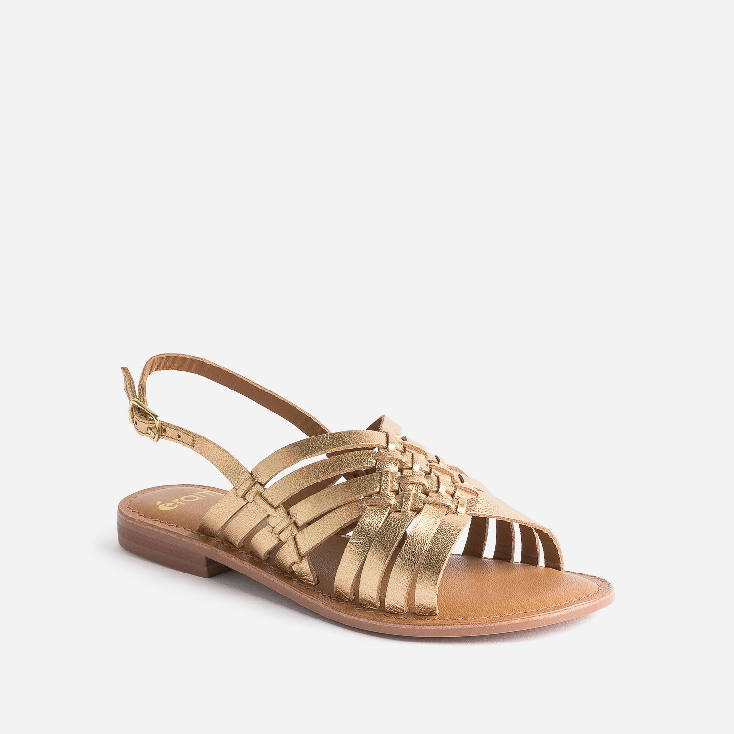 Sandale dorée en cuir tressé