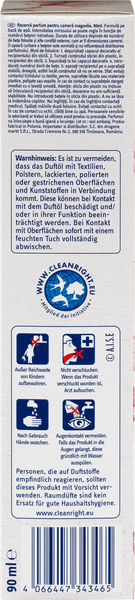 Duftstäbchen Nachfüllset Raumduft Magnolie, 90 ml