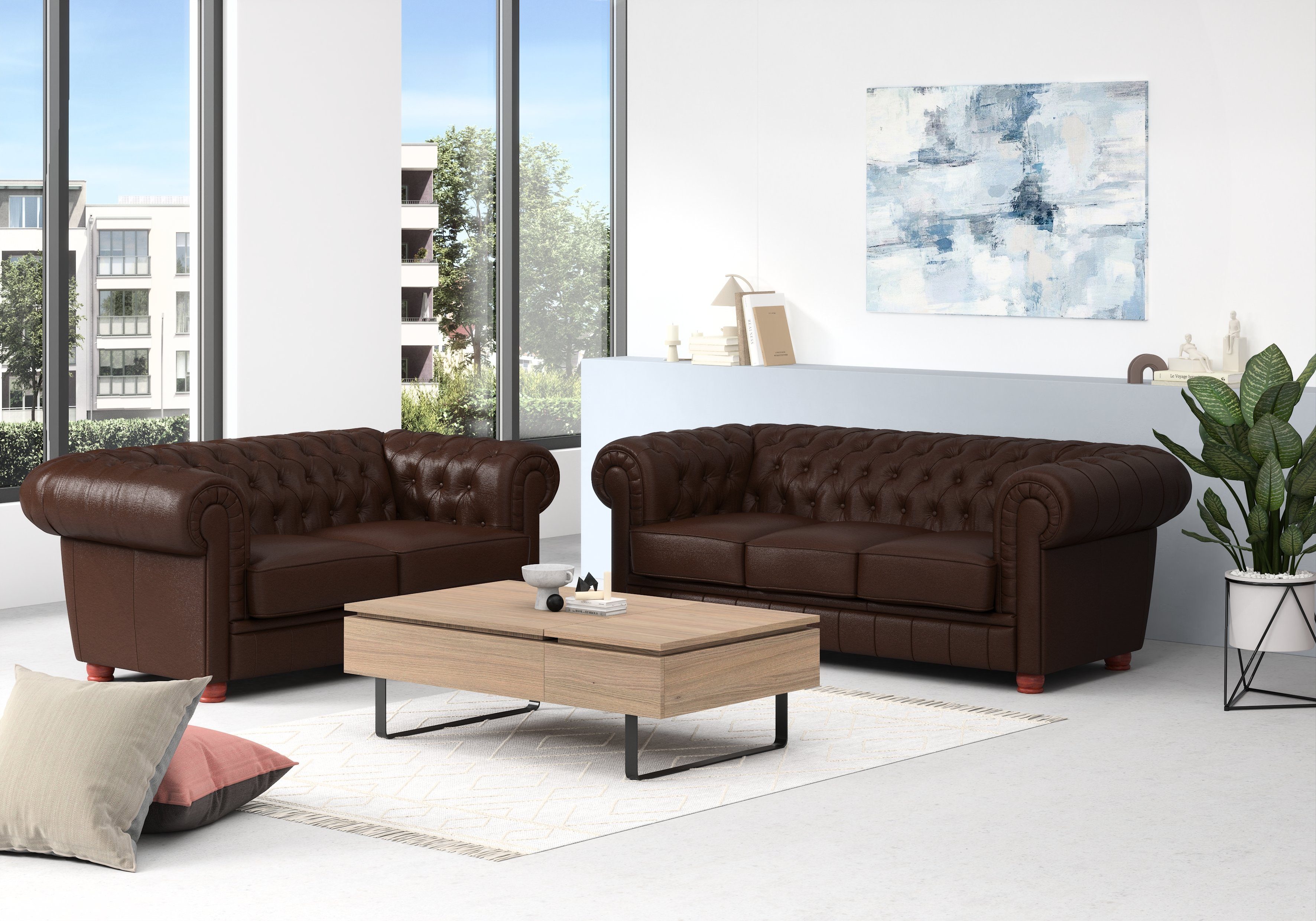 Max Winzer® Chesterfield-Sofa Kent, 2-Sitzer mit edler Knopfheftung, Breite 175 cm