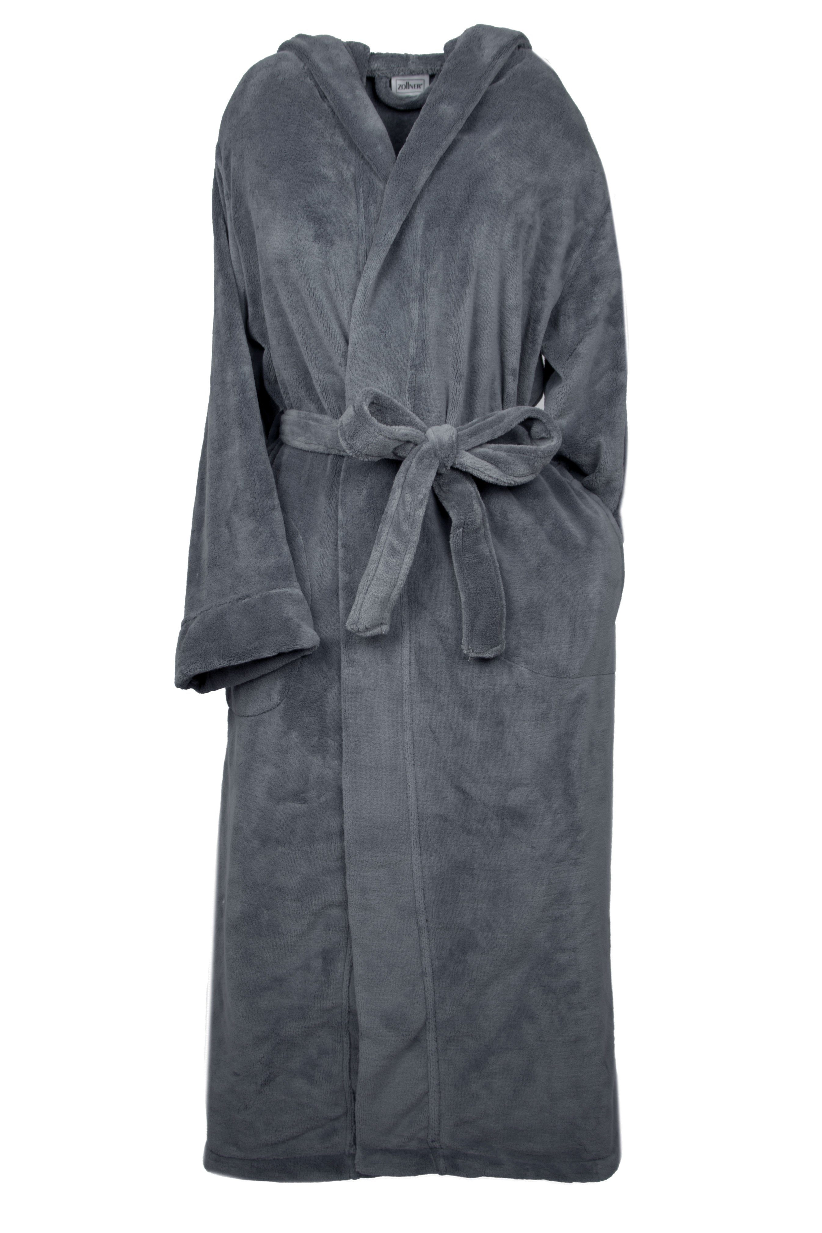 ZOLLNER Unisex-Bademantel, 100% Polyester, Kapuze, Gürtel, Kapuze, 100% Polyester, vom Hotelwäschespezalisten, S-XXL