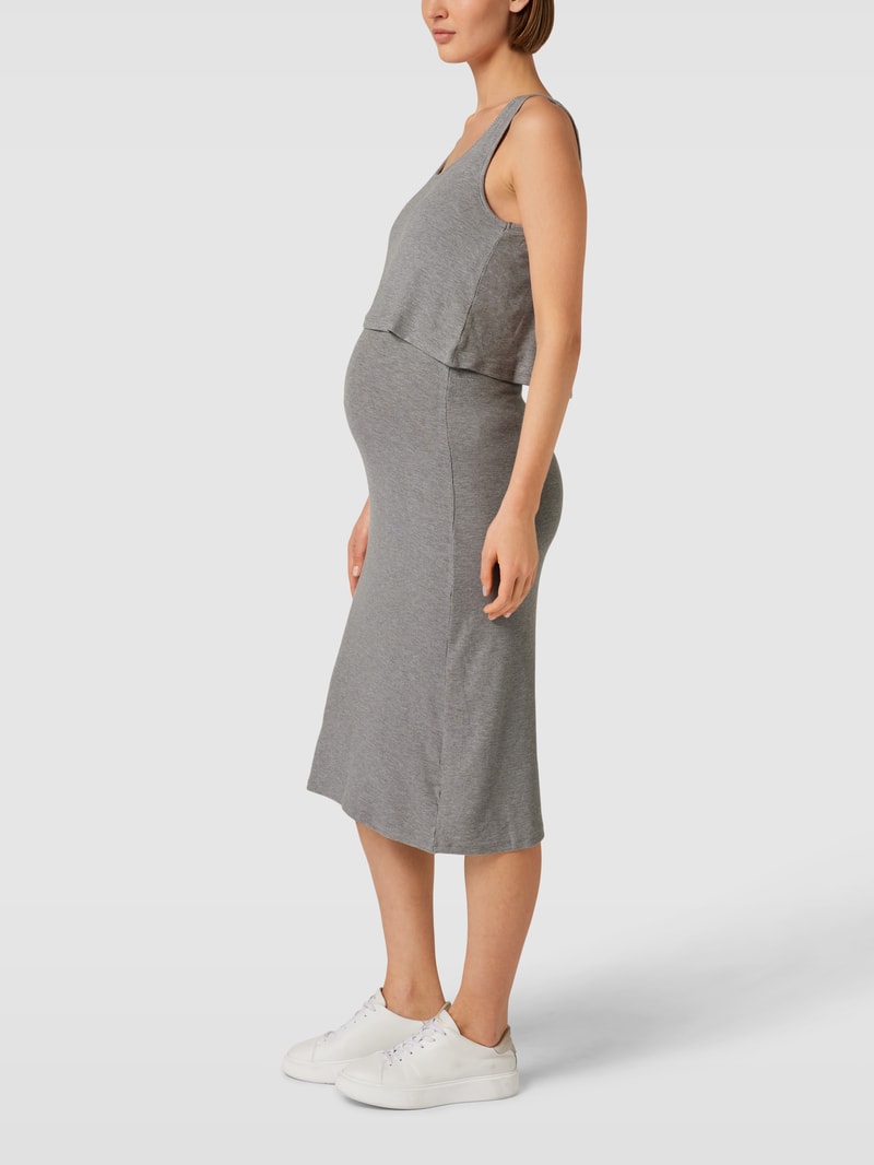 Umstands-Kleid in gerippter Optik Modell 'BRYNNA' in mittelgrau meliert