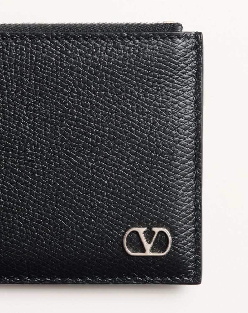 Valentino Garavani VLogo signaturkortholder i kornet kalveskind