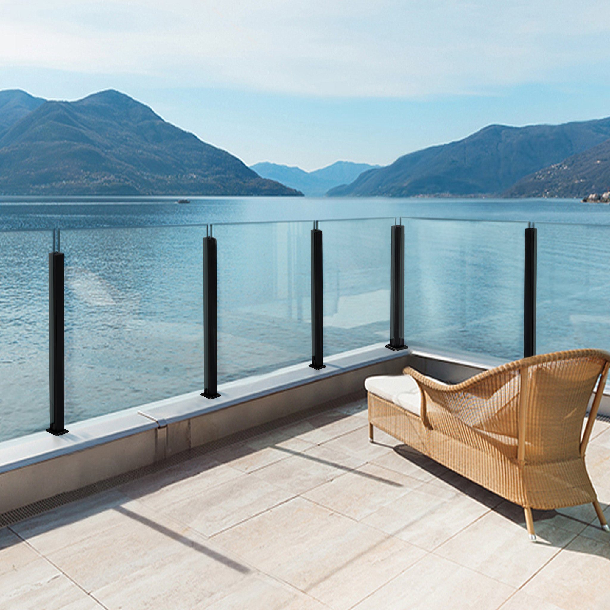 AUFUN Zaun Glas Geländerpfosten Glashalter Edelstahl Silber Glasklemme, 10-12mm, (Glas-Geländerpfosten, Glas-Balustradenpfosten), Sichtschutz, Windschutz für Gehärtetes Glas Werden 85cm / 95cm