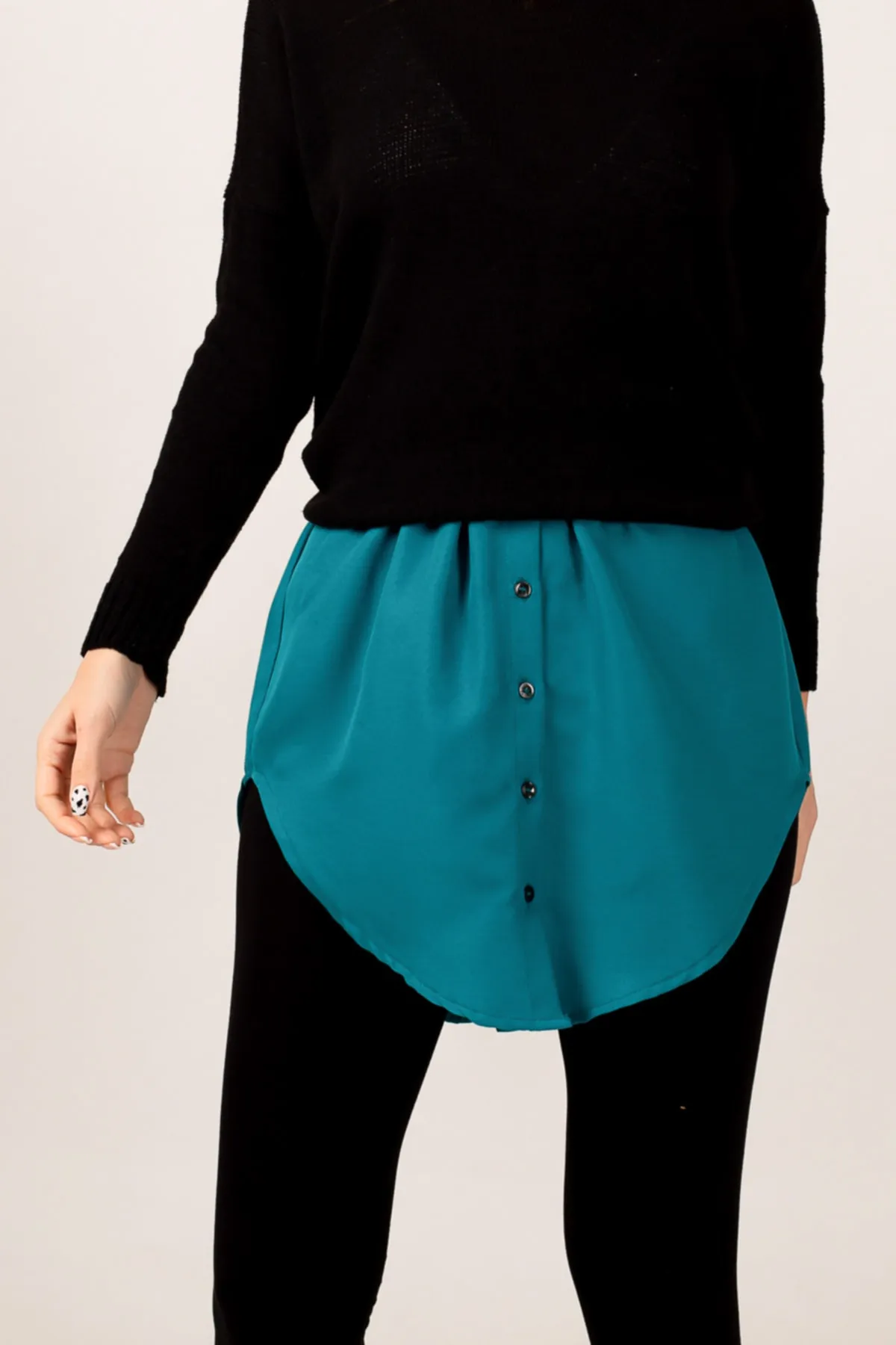 armonika  Damen-Hemdrock mit elastischem Bund in Petrol, ARM-22K001105
