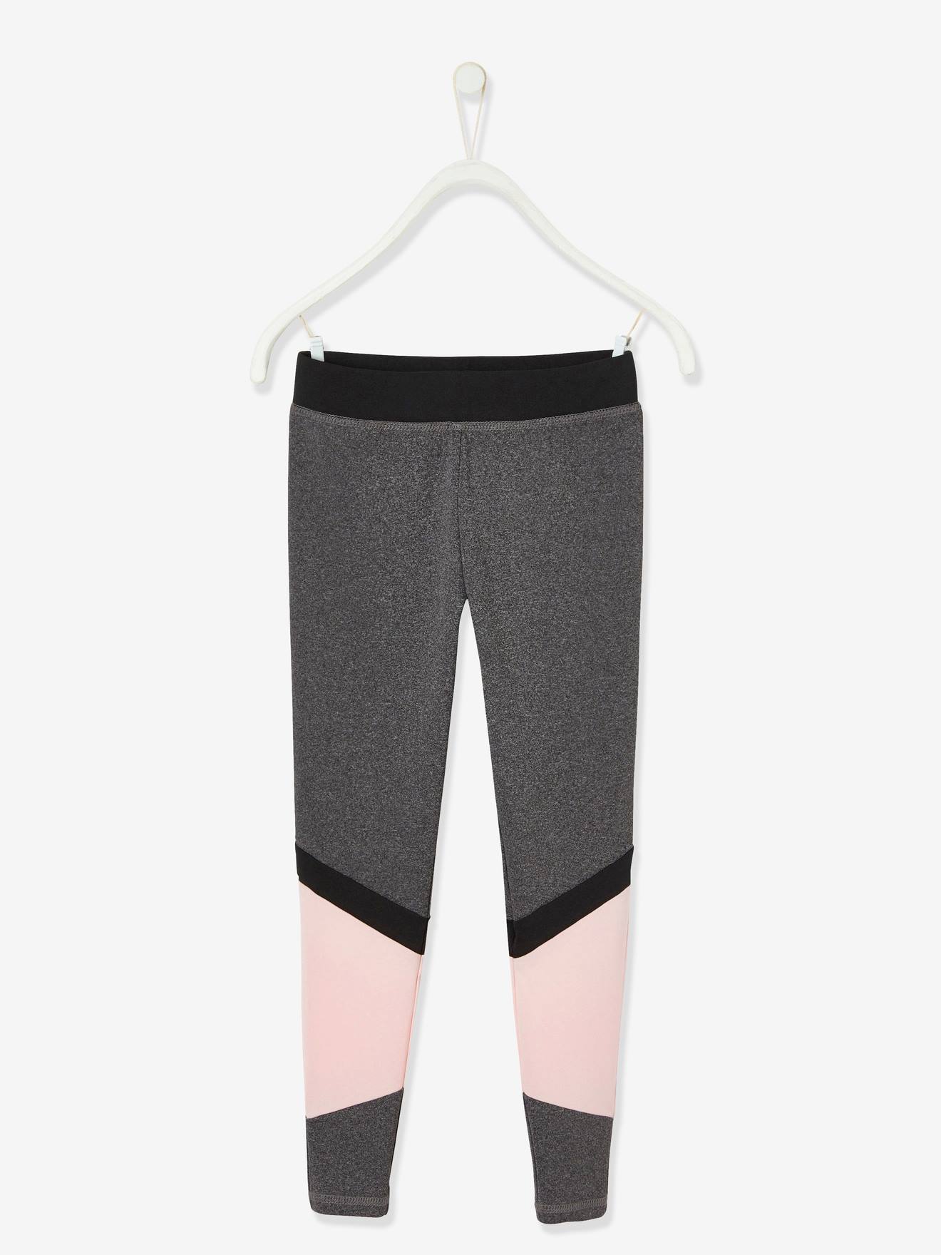 Ensemble de sport débardeur + legging fille matière technique gris chiné foncé