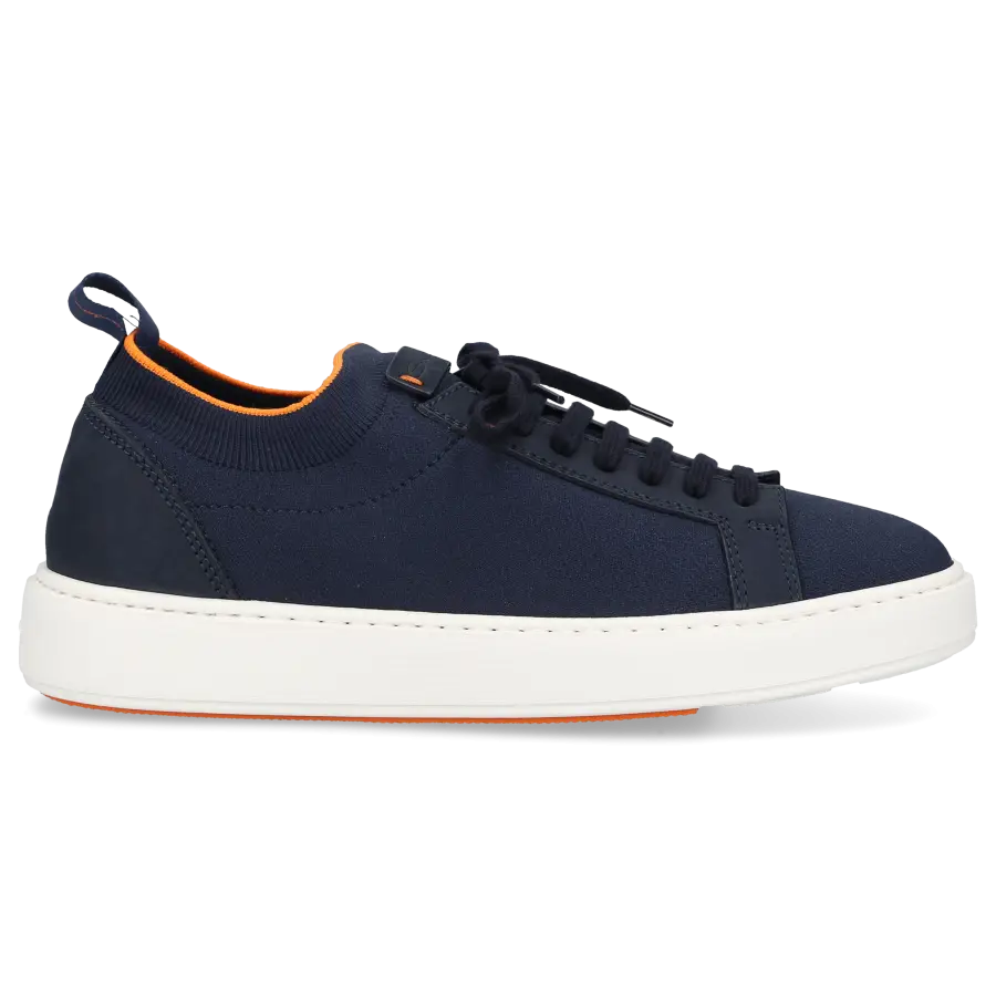 Santoni - Sneaker low 21540 Kalbsleder Textil - blau