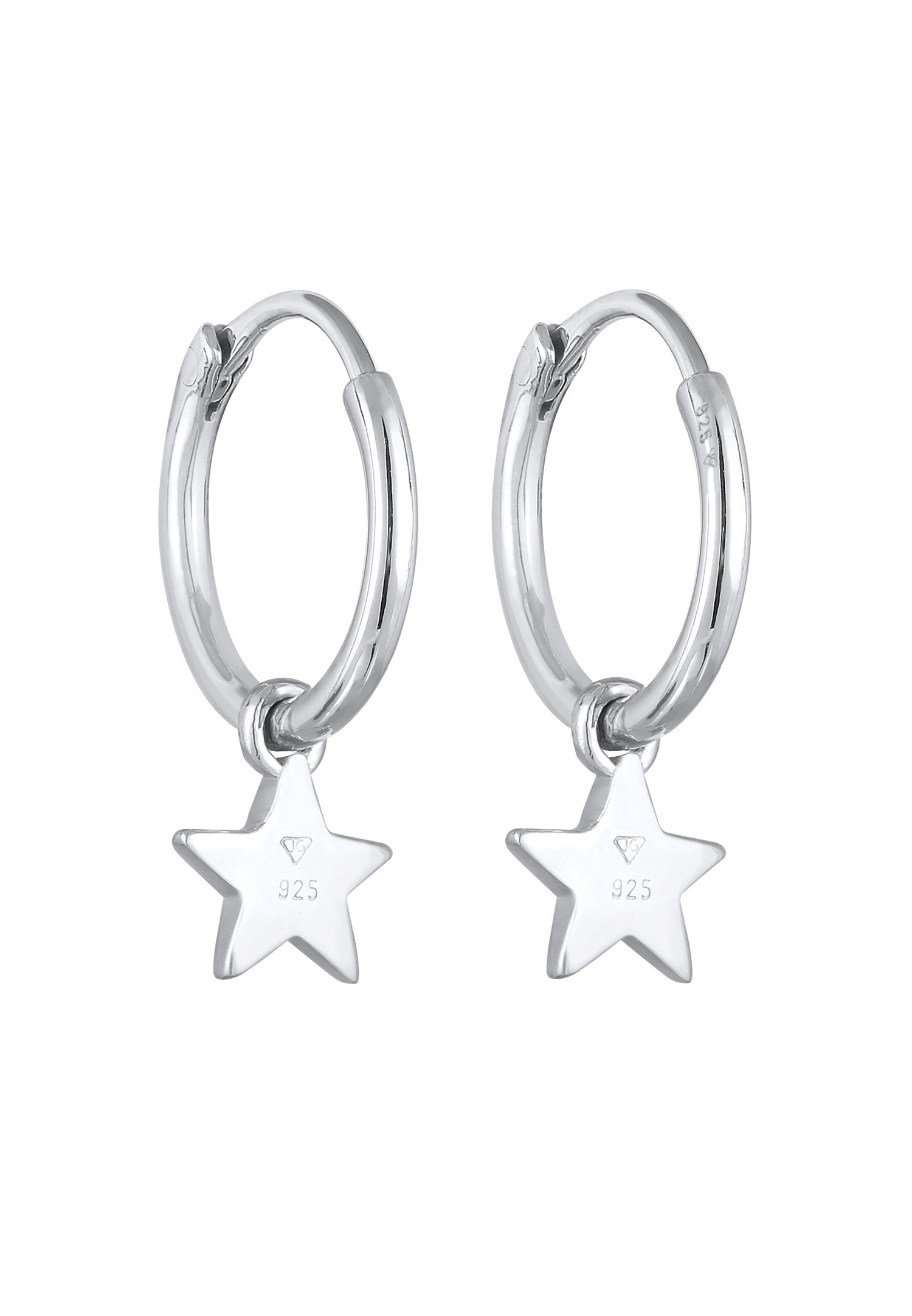 Boucles d'oreilles créoles Elli pour femme, ornées d'un pendentif étoile, en argent sterling 925 plaqué or.