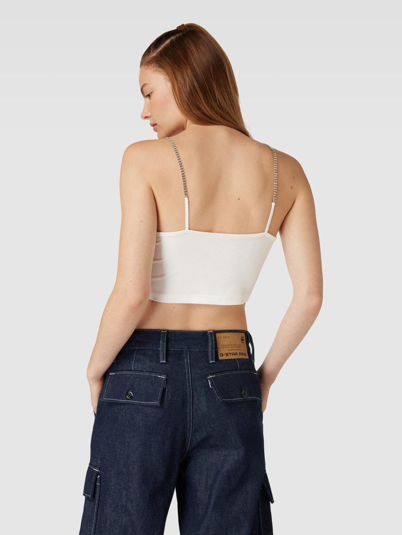 Crop Top mit Feinripp Modell 'RHINA' in weiss