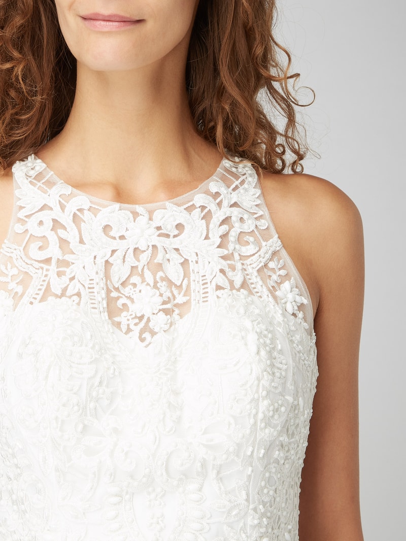 Brautkleid aus Mesh und Chiffon in offwhite