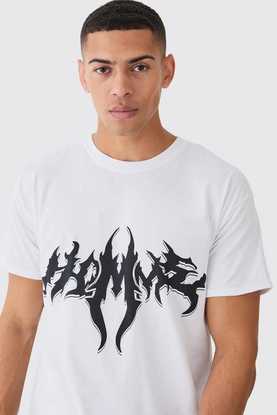Oversize T-Shirt mit Gothic Homme Print