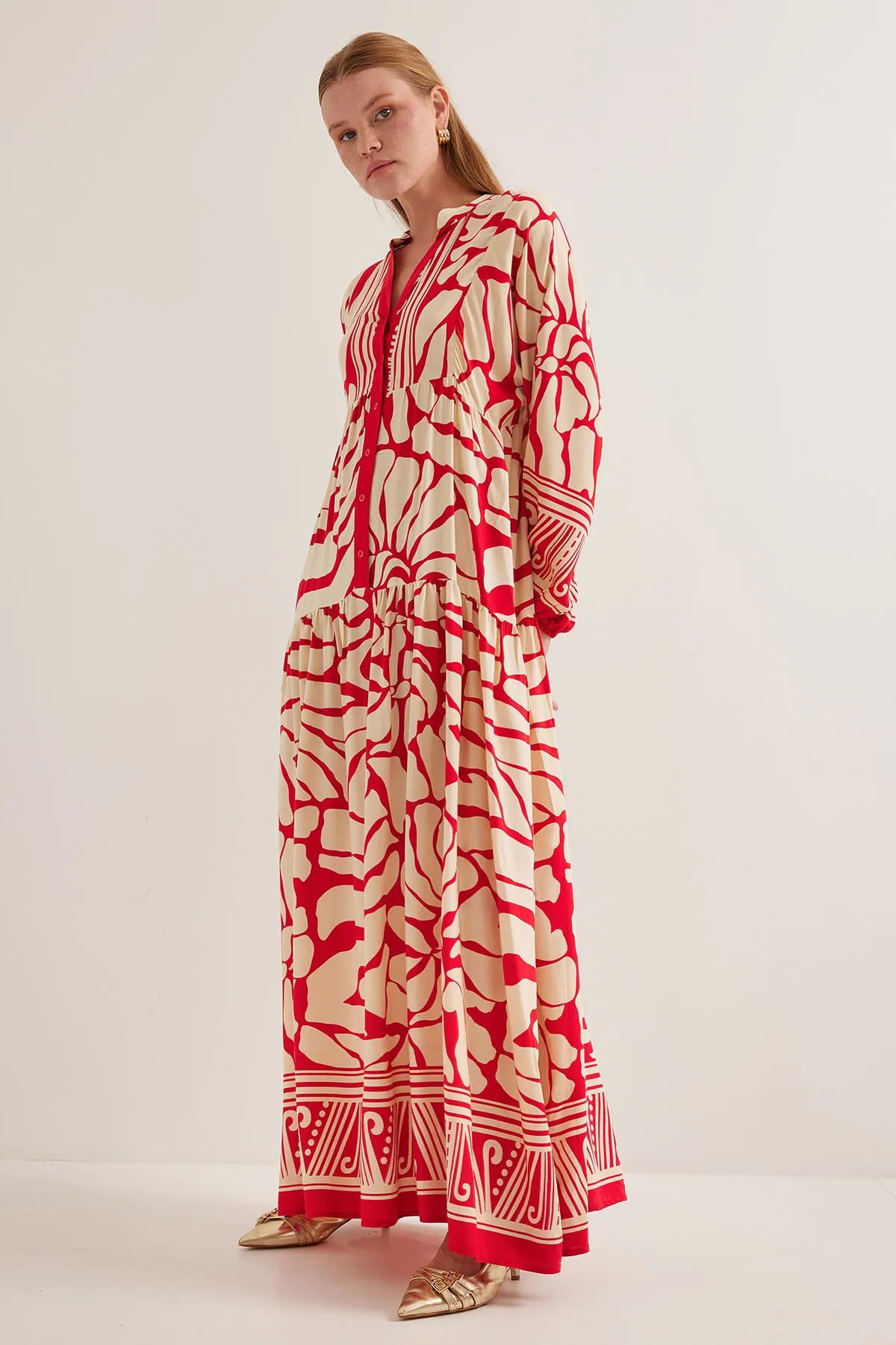 Bigdart  Rot-beiges Viskose-Hijab-Kleid für Damen 2423
