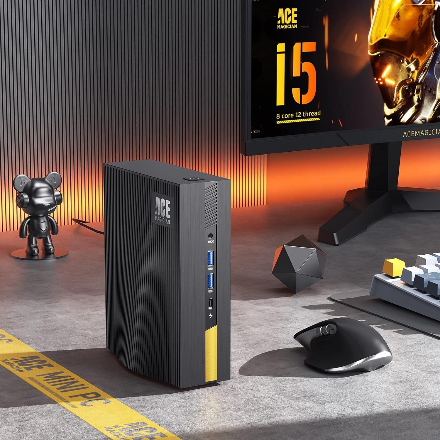 ACEMAGICIAN Mini-PC (Intel 12450H, 16 GB RAM, 512 GB SSD, Mini Desktop PC mit 4K UHD 4,4 GHz Type C BT 5.2 WiFi6 60HZ ‎LGA 1700)