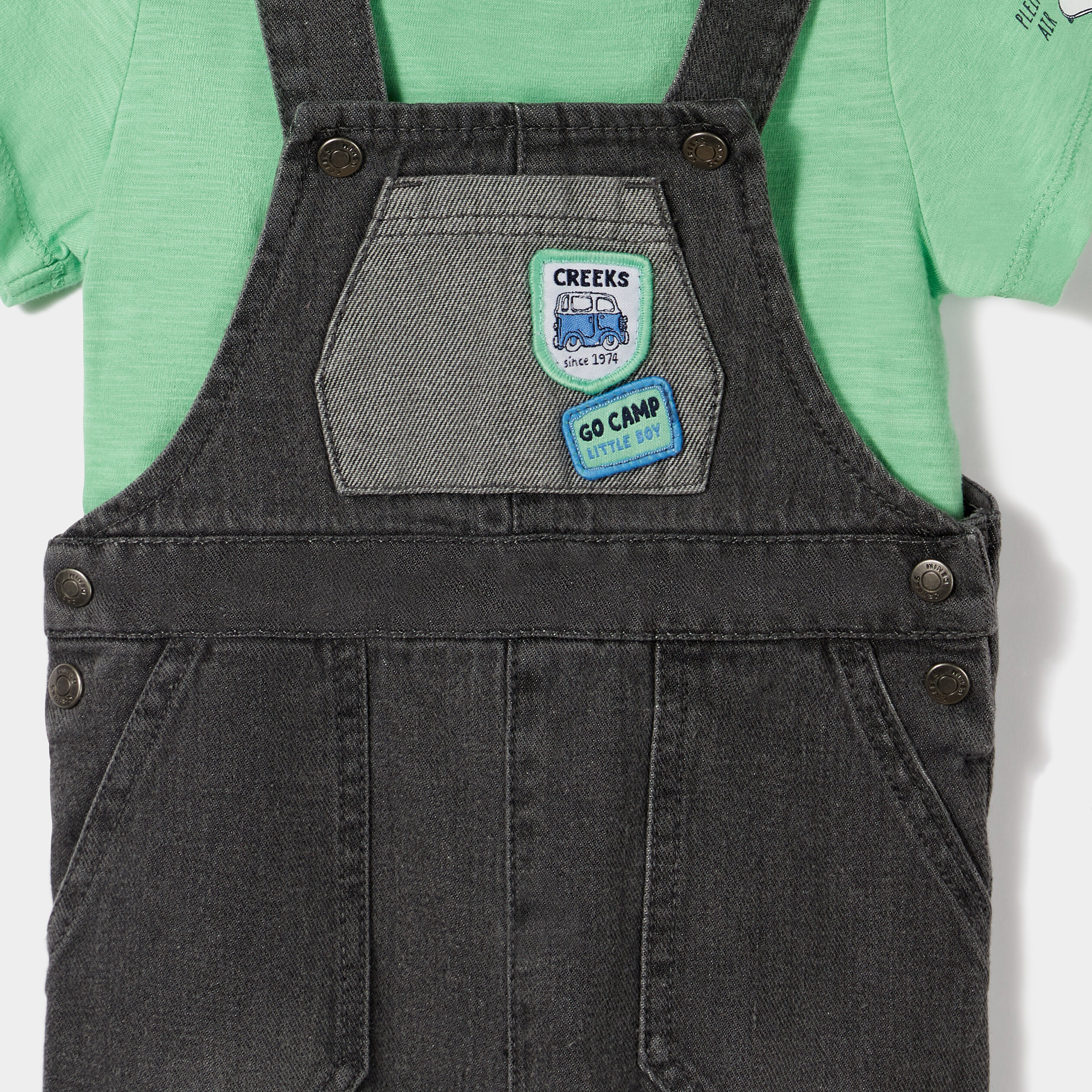 Ensemble 3 pièces Creeks denim gris bébé garçon | La Halle