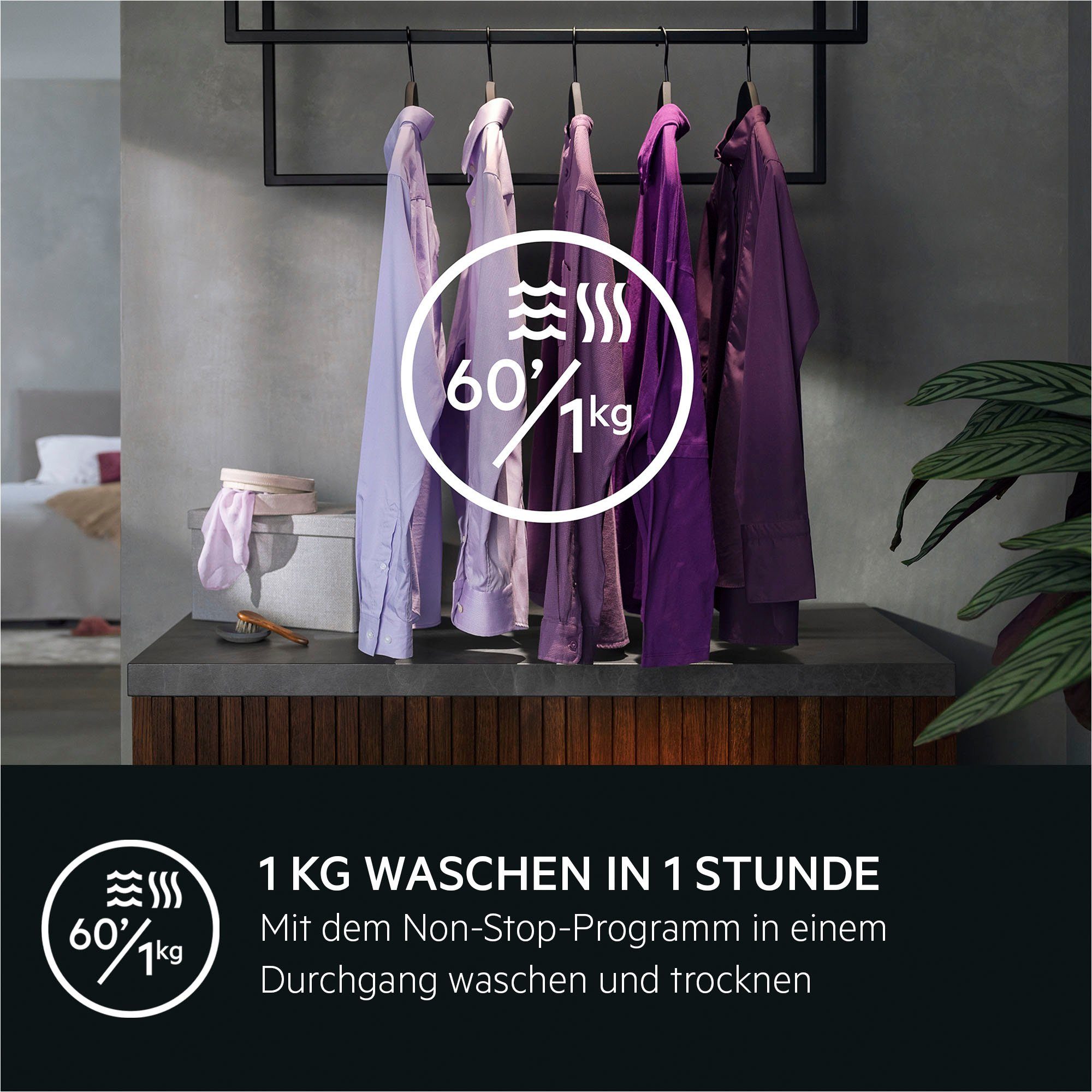 AEG Waschtrockner 7000 LWR759WT, 9 kg, 5 kg, 1600 U/min, ProSteam - Dampf-Programm für 96 % weniger Wasserverbrauch