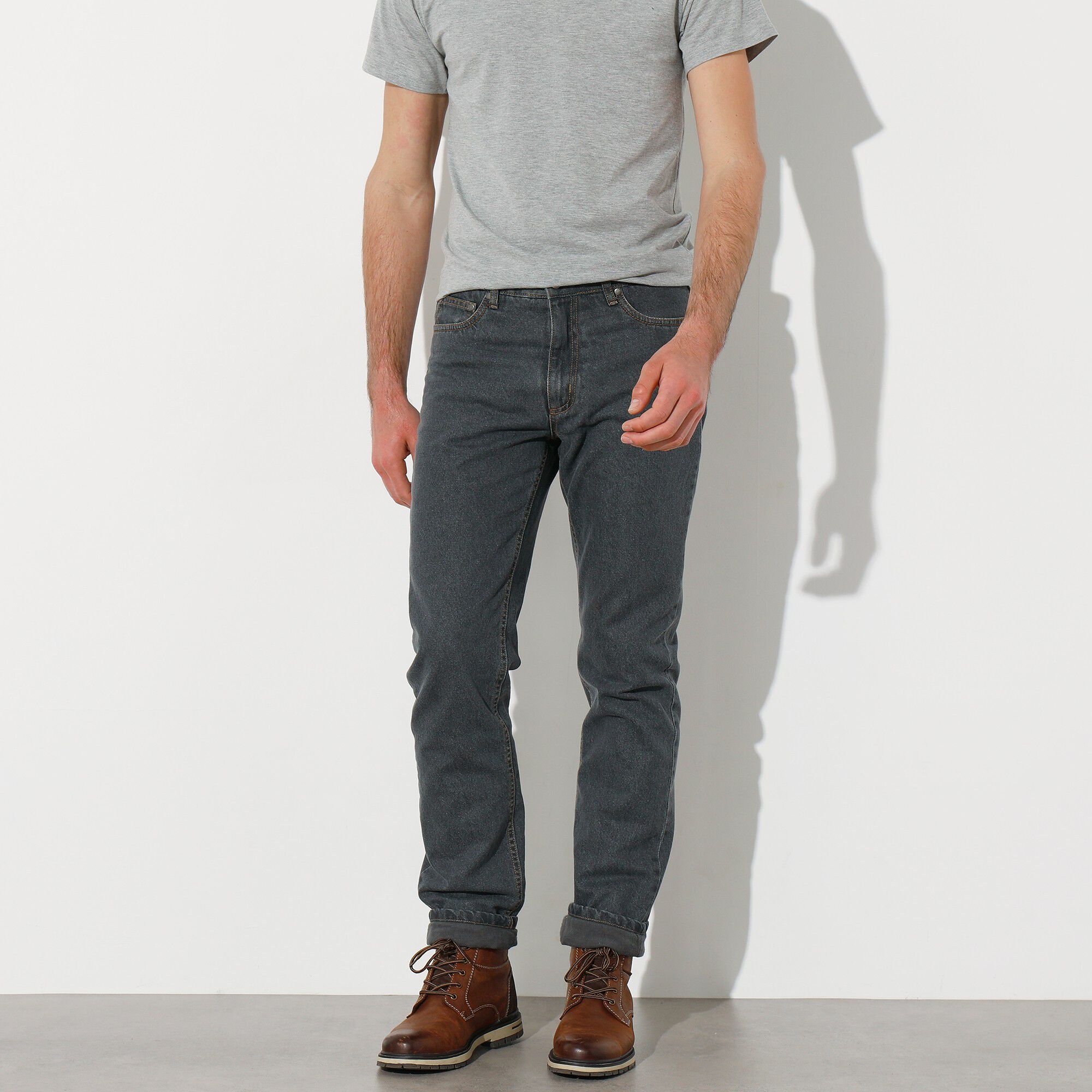 Jean droit 5 poches doublé flanelle chaude
