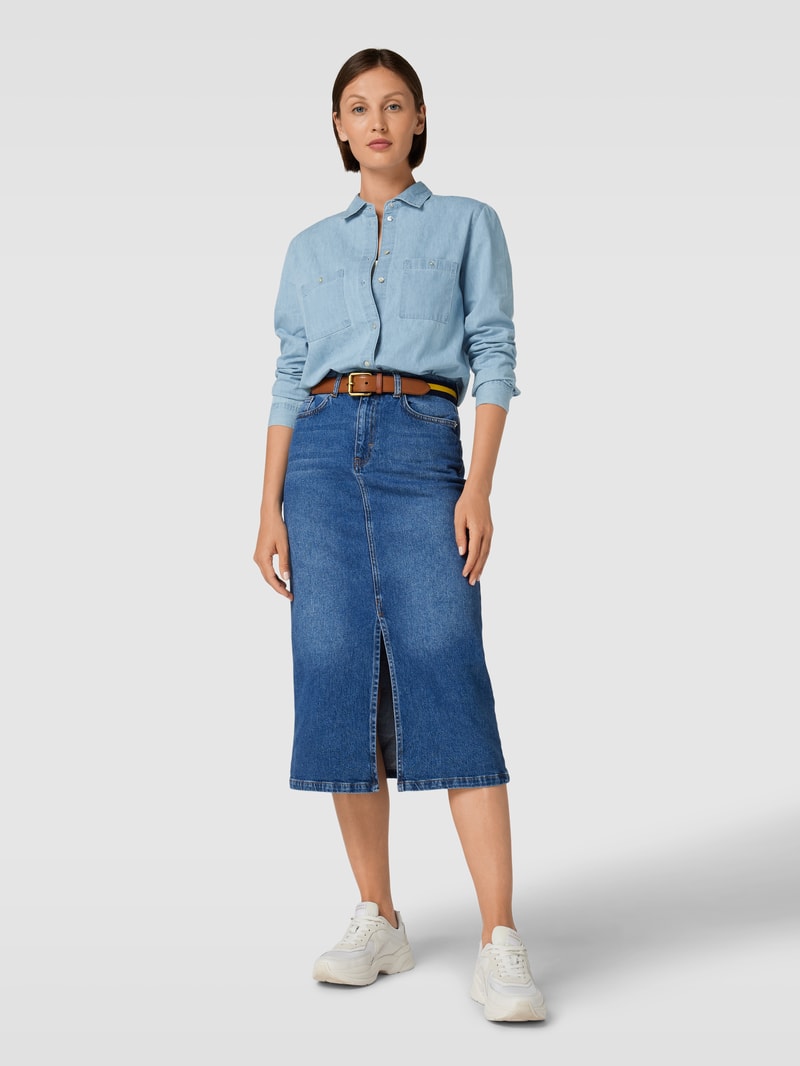 Jeansbluse mit Umlegekragen Modell 'Tencel' in hellblau