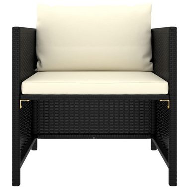 vidaXL Loungesofa Gartensofa mit Kissen Schwarz Poly Rattan, 1 Teile