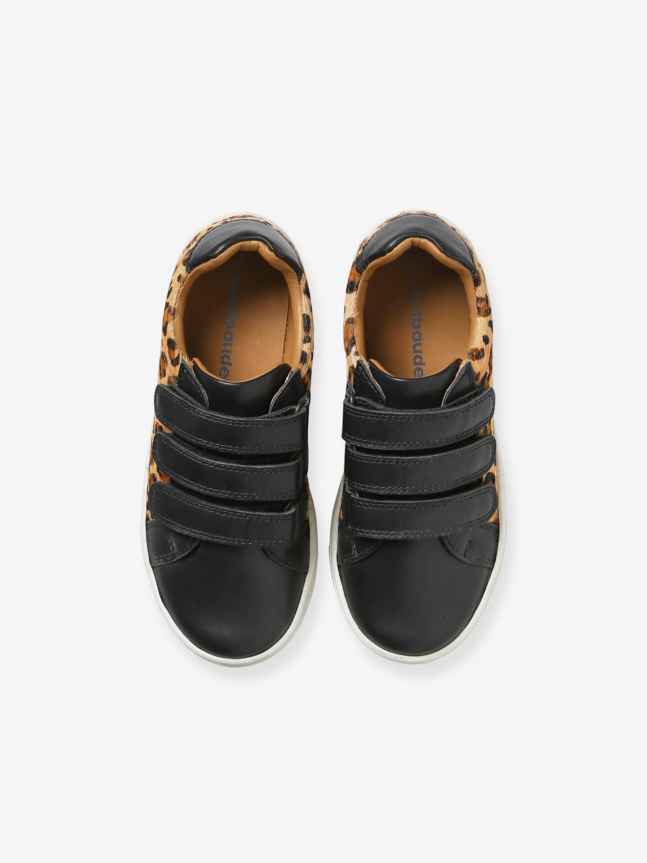 Baskets scratchées cuir imprimé léopard junior noir imprimé
