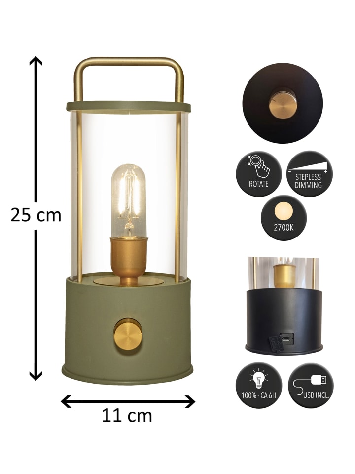 Coen Bakker LED Laterne Lampe dimmbar Warmweiß IP44 Innen & Außen 25x11cm in Grün günstig kaufen onesize