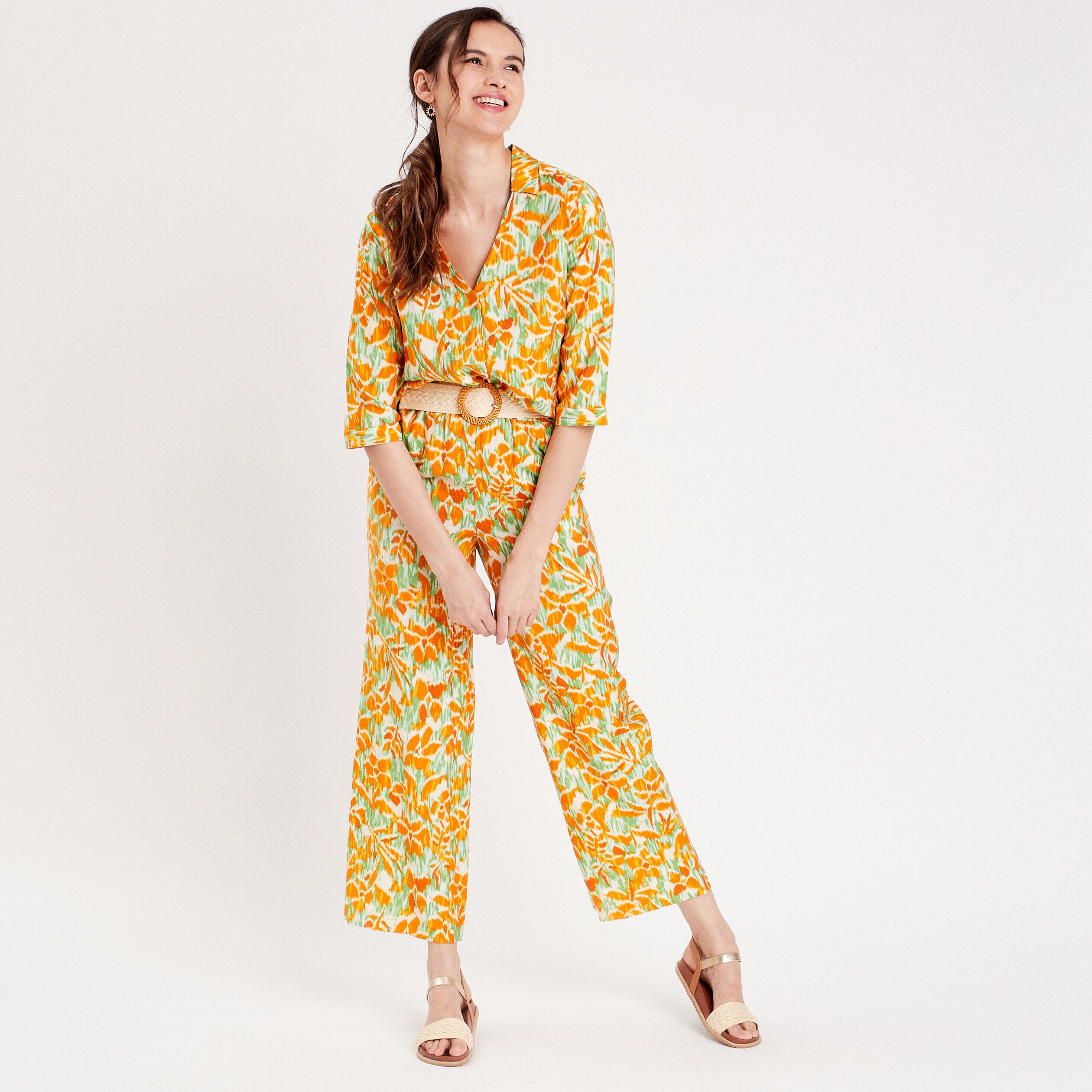 Blouse manches 3/4 vert femme | Cache Cache
