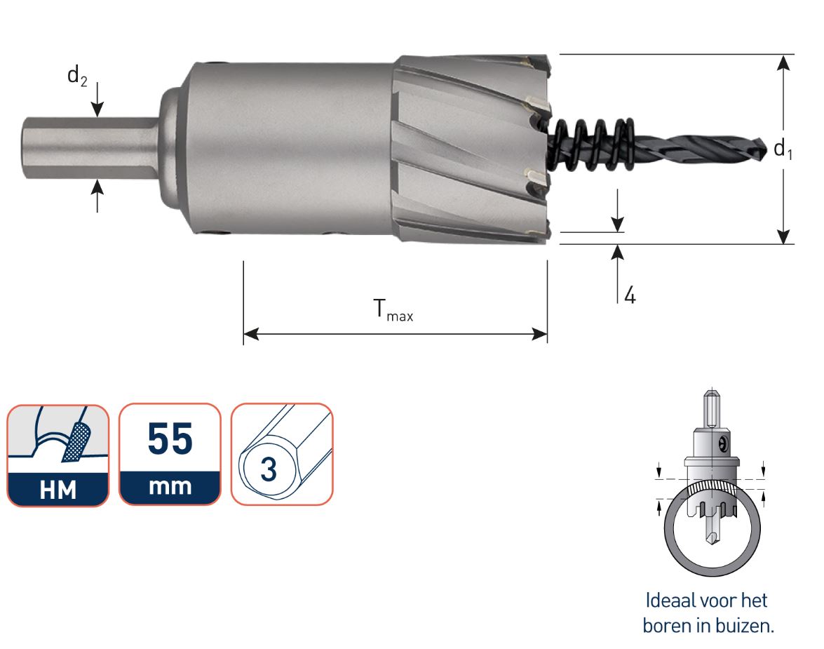 Rotec 535.0601 Gatfrees 60 mm Schacht 13 mm