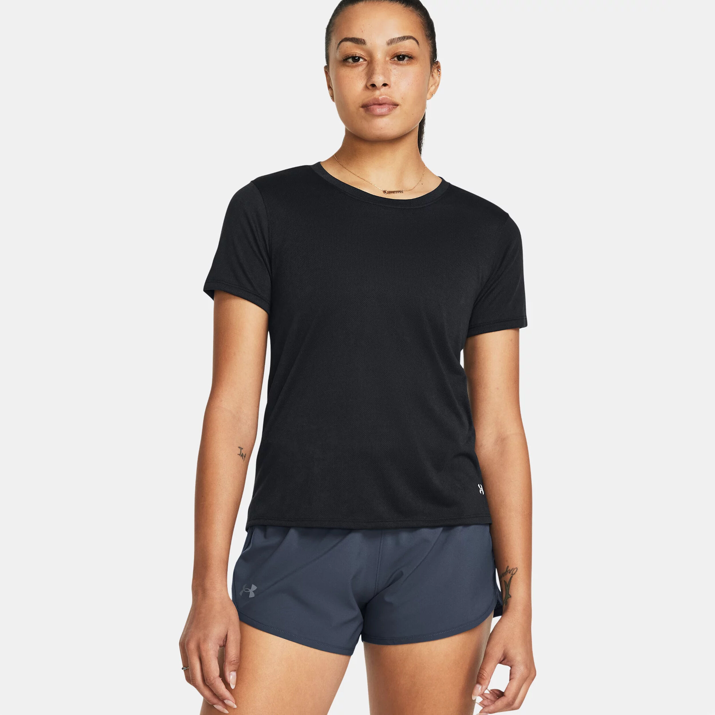 Streaker Splatter SS Laufshirt Damen - Schwarz