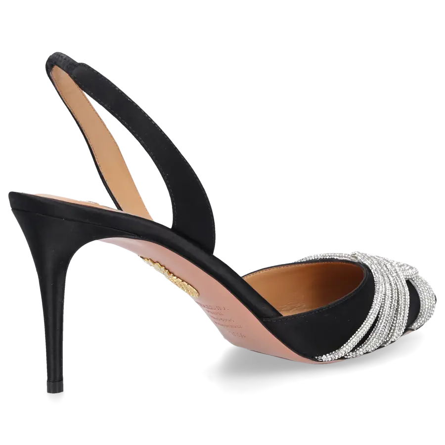 Aquazzura - Slingpumps GATSBY SLING 75 Satin - schwarz