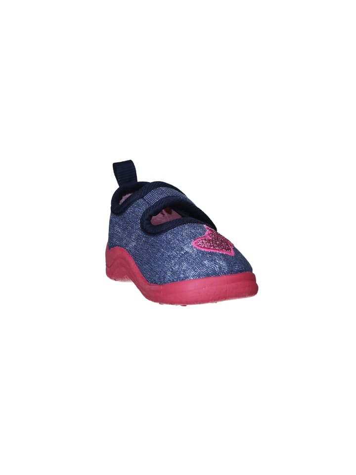 Playshoes Hausschuh Herz in Jeansblau günstig kaufen