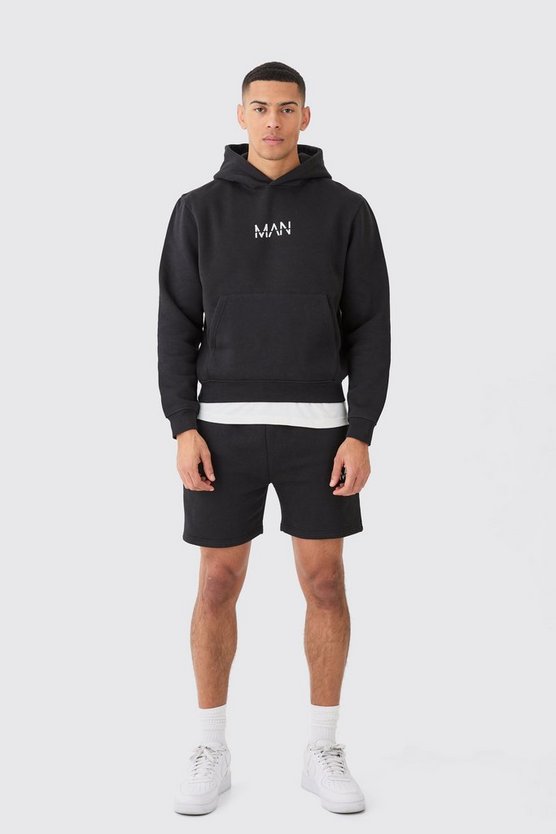 Kurzer kastiger Man Hoodie-Trainingsanzug