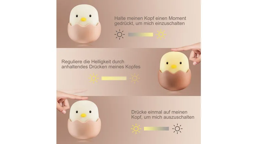 MegaLight LED Küken Nachtlicht EGGY EGG RGB dimmbar mit Akku