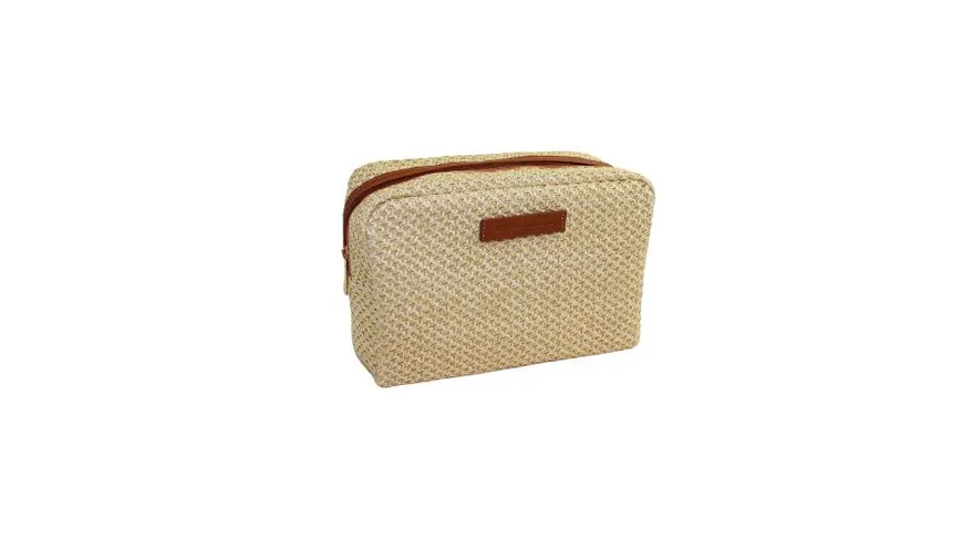 TopTeam München Kosmetiktasche im angesagten Bast-Look sand