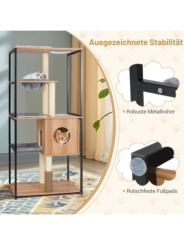 COSTWAY 160cm Kratzbaum Holz in Hellbraun günstig kaufen onesize