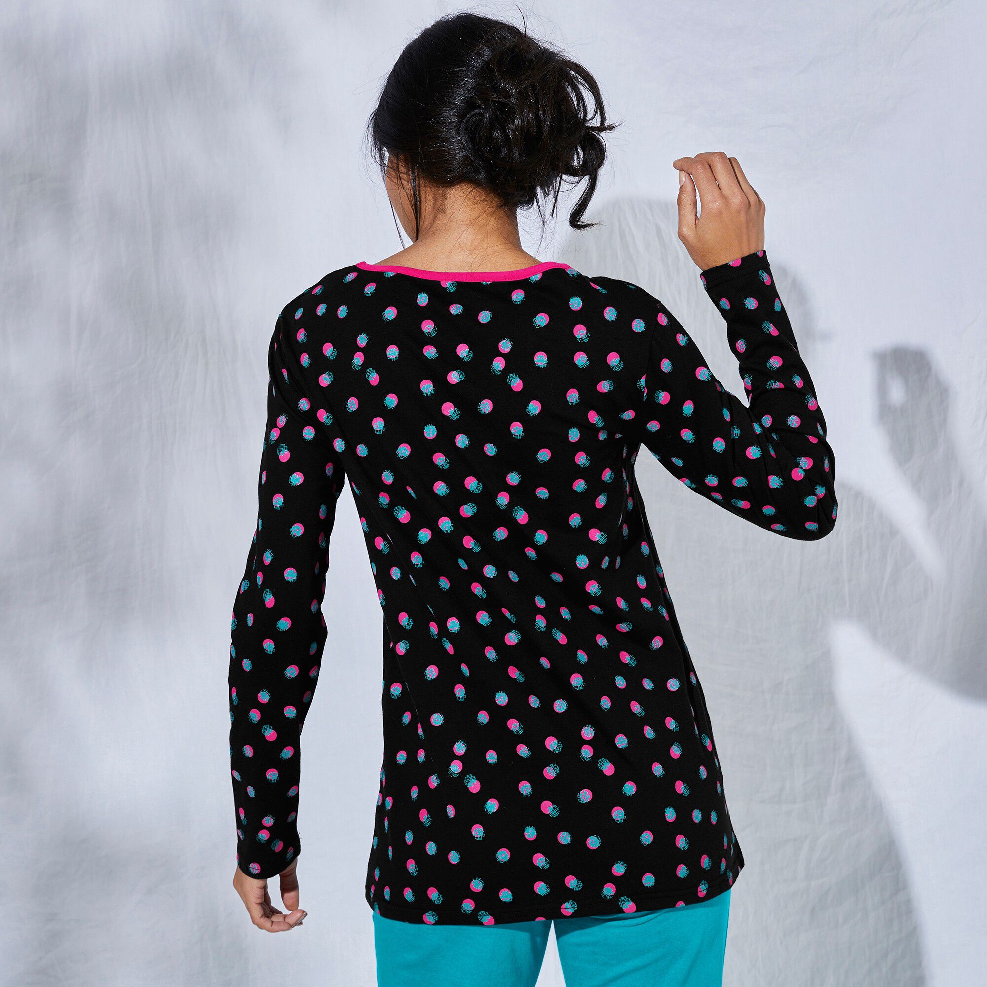 Tee-shirt manches longues coton Enjoy imprimé pois