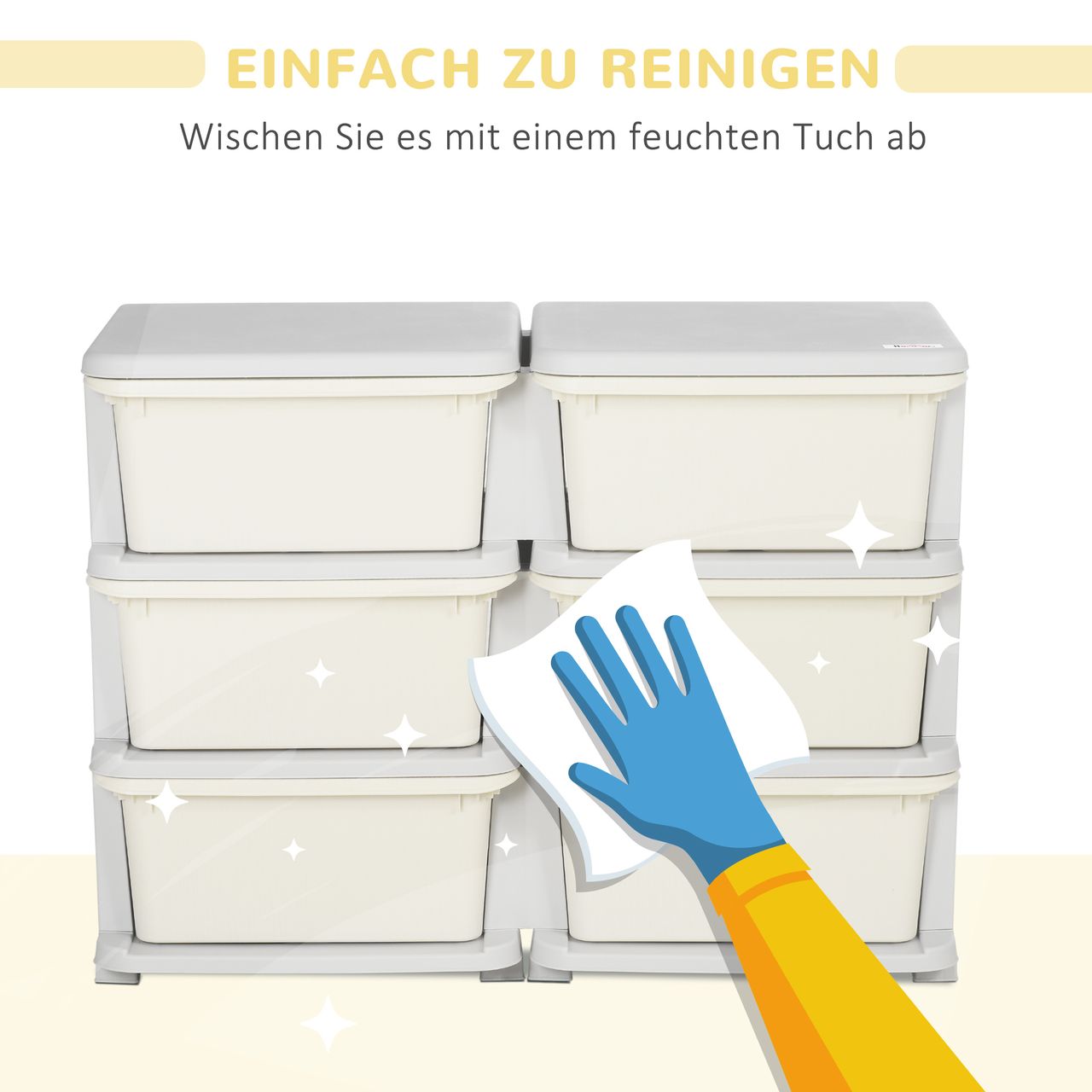 HOMCOM Schubladenschrank für Kinder Aufbewahrungsboxen mit 6 Ebenen Kindermöbel