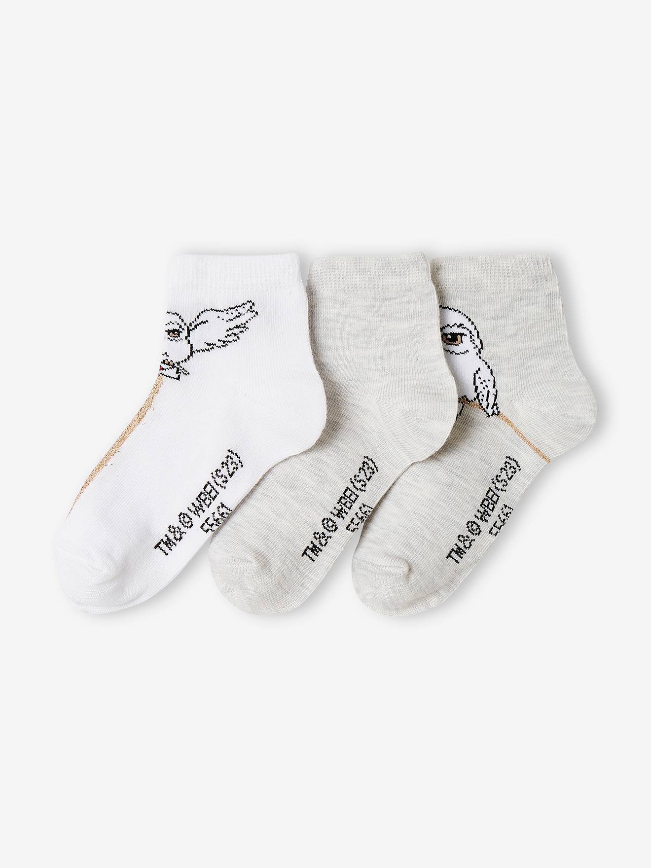 Lot de 3 paires de mi-chaussettes fille Harry Potter® gris clair chine