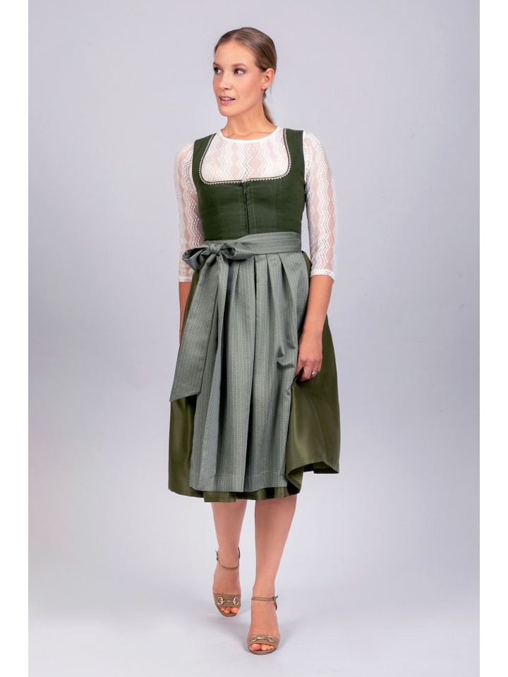Edelnice Midi Dirndl Anni Leinen in grün günstig kaufen