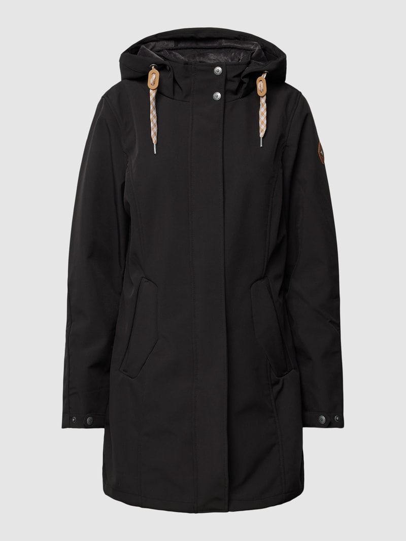 Softshelljacke mit Eingrifftaschen in schwarz