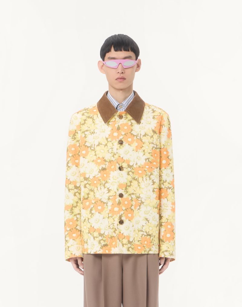 Valentino bomuldsskjortejakke med blomsterprint i papir
