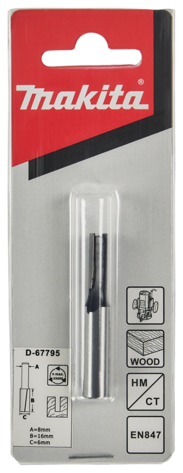 Freză de canelat Makita Accessories D-67795 6 x 16 mm S8