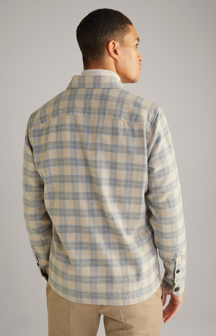 Flanell-Hemd Kalan in Grau/Beige gemustert