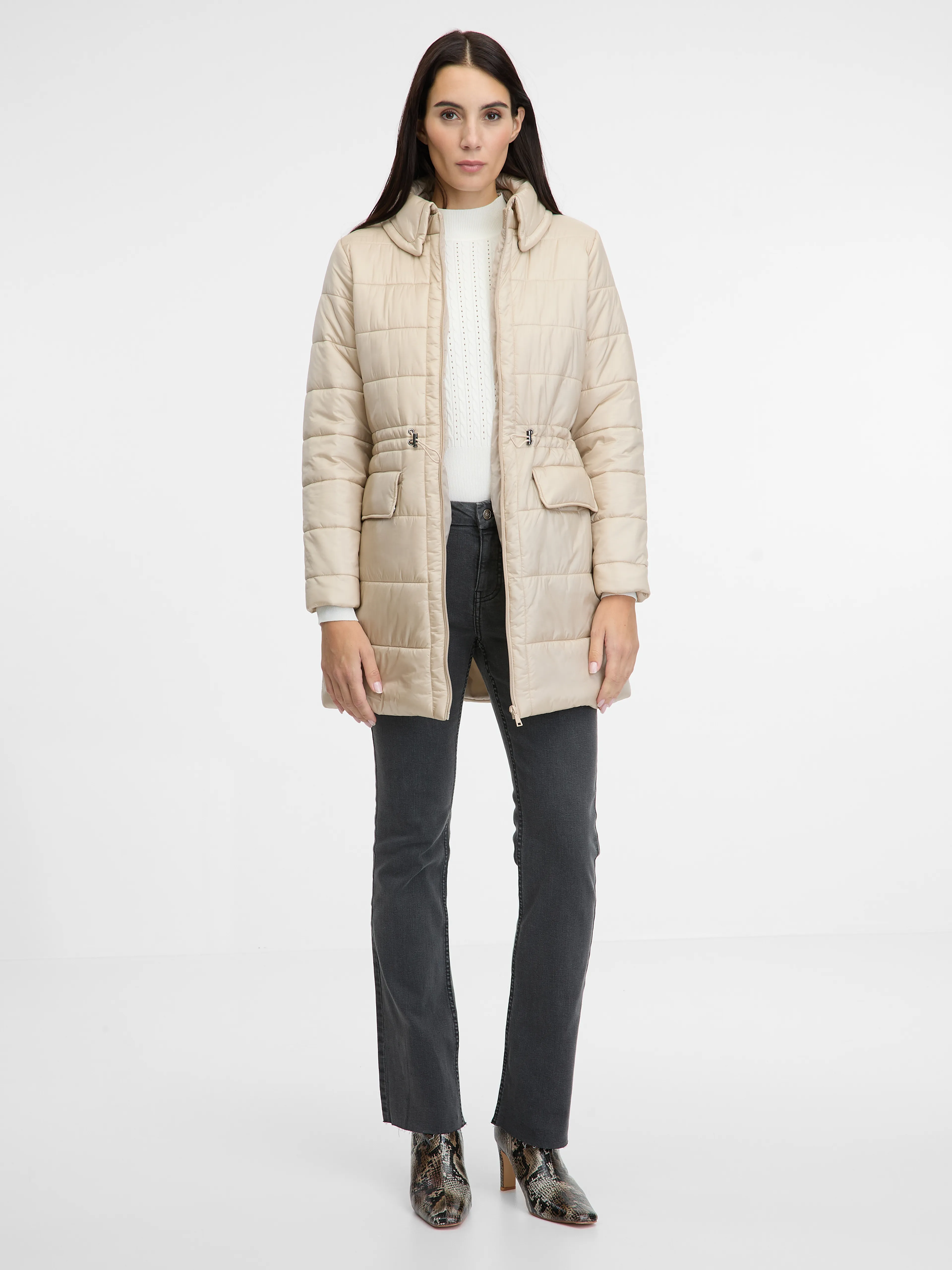 Cremefarbene Damen-Winterjacke ORSAY