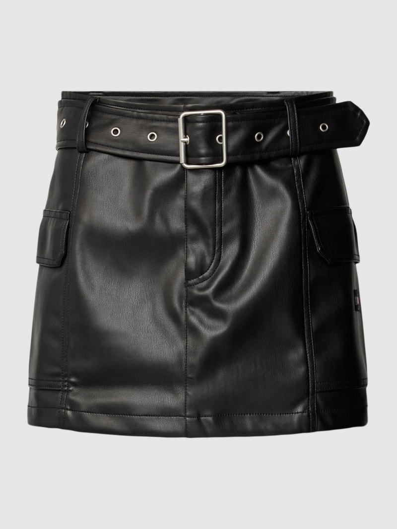 Minirock in Leder-Optik Modell 'PLEATHER' in schwarz