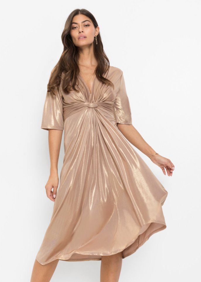Midikleid mit Metallic-Effekt