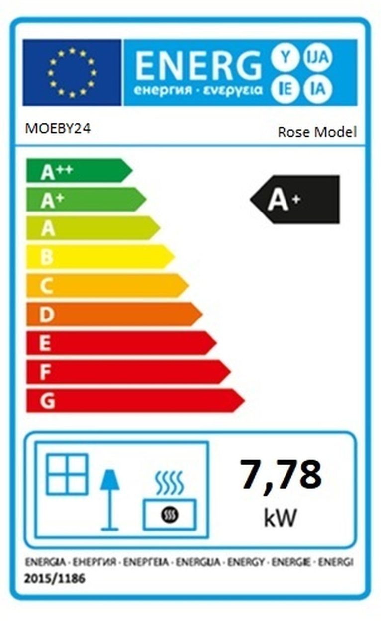 Moeby24 Kamin Ofen Kaminofen Anthrazit 150mm Rauchrohr 7,78 KW BimSchV 1-2 EEK A  Rose